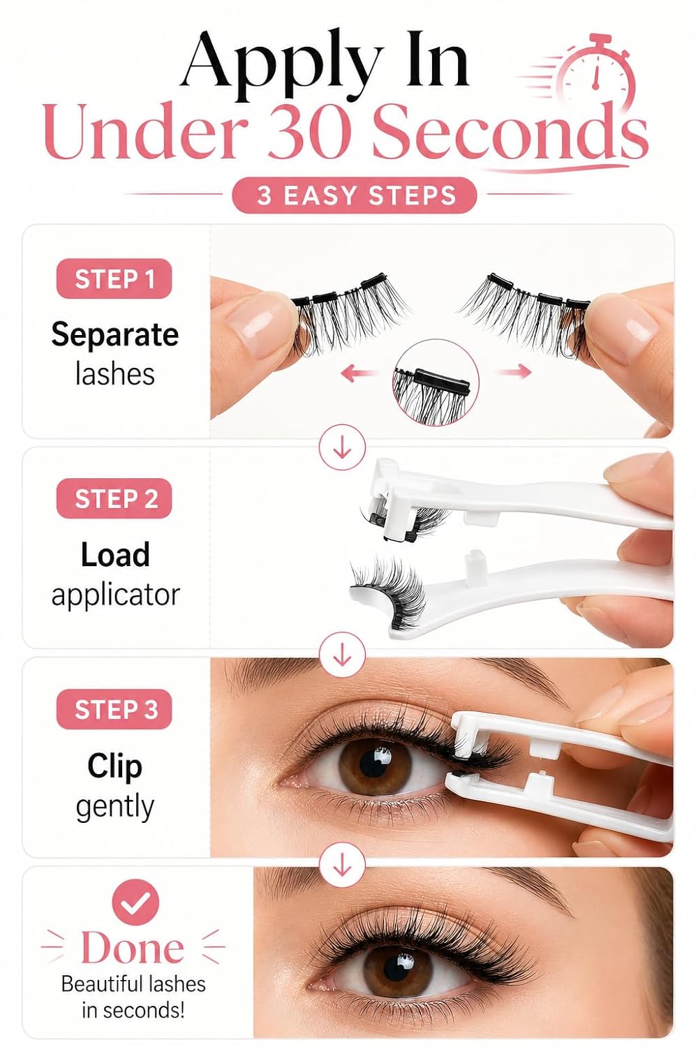 Magnetic Eyelashes for Women, No Glue Needed, Natural Reusable Lashes with Applicator product detail 5