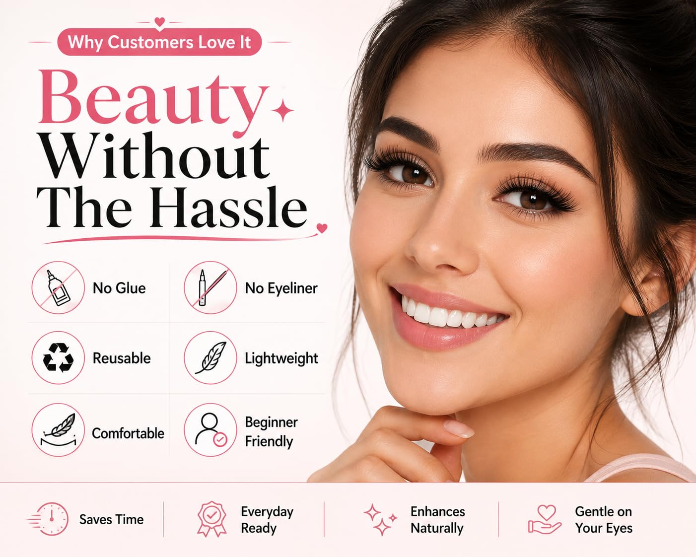 Magnetic Eyelashes for Women, No Glue Needed, Natural Reusable Lashes with Applicator product detail 7