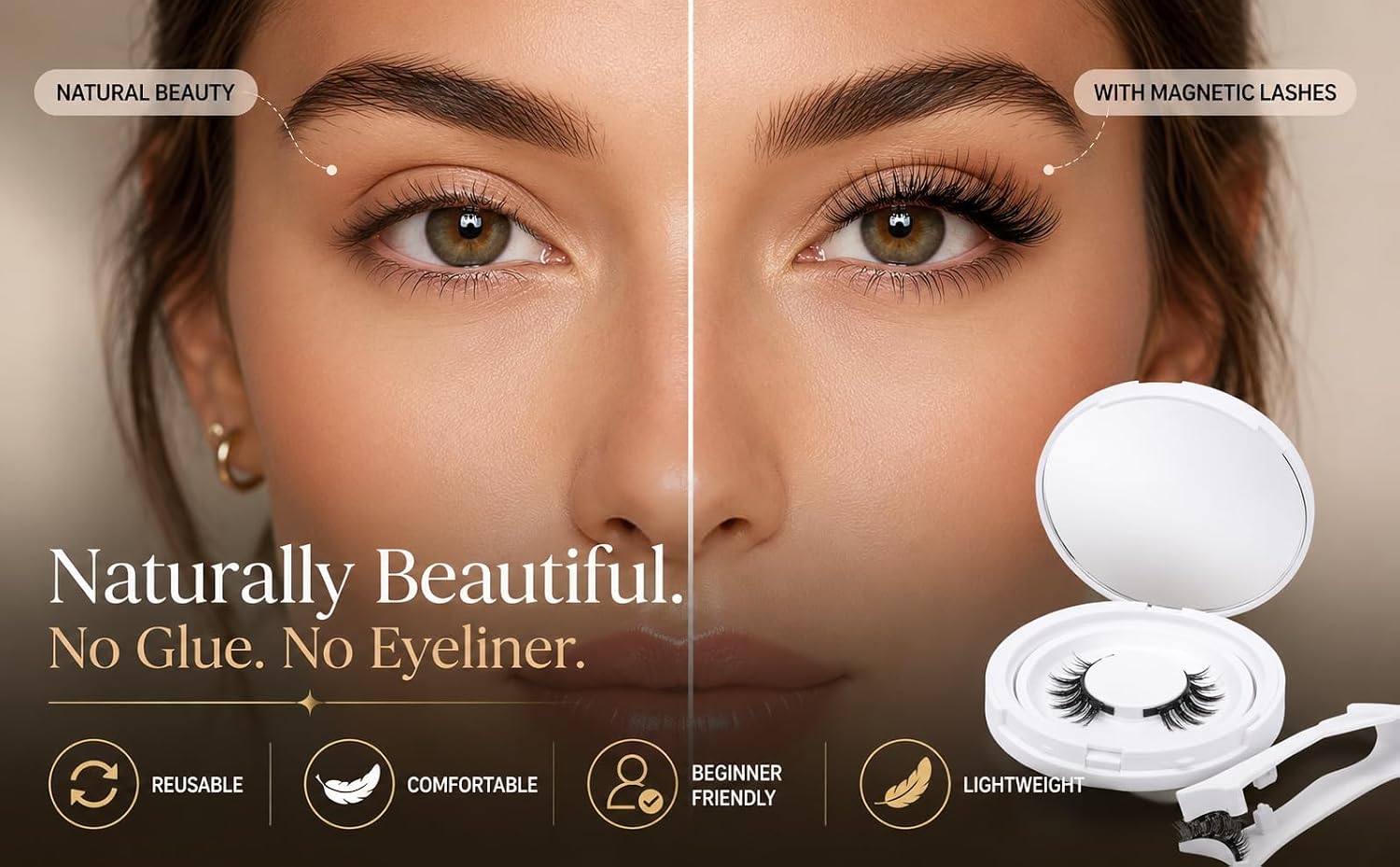 Magnetic Eyelashes for Women, No Glue Needed, Natural Reusable Lashes with Applicator product detail 8