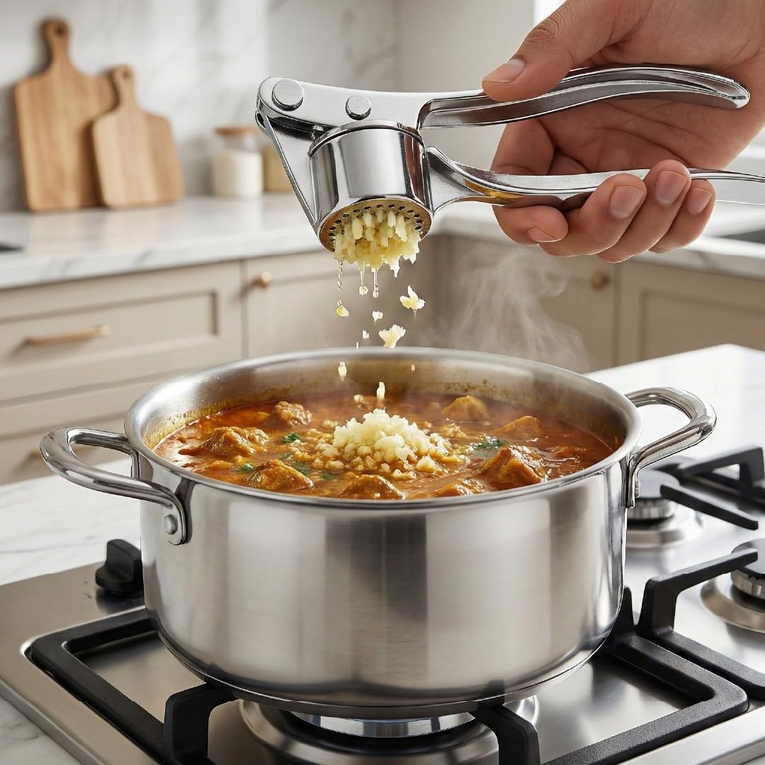 Stainless Steel Heavy Duty Home Kitchen Garlic Press Crusher Squeezer Presser Masher Mincer Hand Tool product detail 2