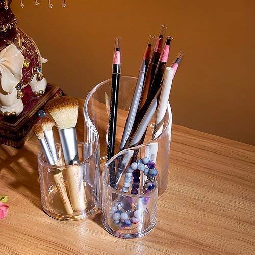 3-Compartment Acrylic Makeup Brush Holder product detail 1