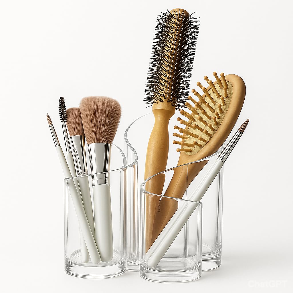 3-Compartment Acrylic Makeup Brush Holder product detail 4